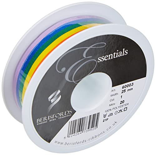 Berisfords Regenbogenband, 25 mm, Mehrfarbig von Berisfords