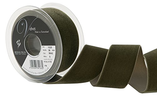 Berisfords Samtband, Samt, Loden Green, 10.2 x 4.5 x 10.2 cm, 5 von Berisfords