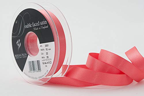 Berisfords Schleifenband, 15 mm, Garne aus Polyester-Satin-Band, Koralle Berisfords Schleifenband, 15 mm, Garne aus Polyester-Satin-Band, Koralle von Berisfords
