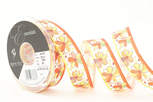 Berisfords Schleifenband Fleurs Stimme, gelb/orange, 25 mm x 20 m von Berisfords