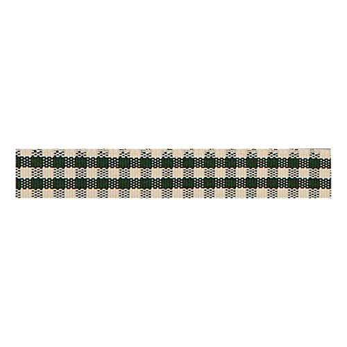 Berisfords Schleifenband mit Gingham-Muster, Polyester, Elfenbeinfarben/Zeder grün, 10.2 x 3 x 10,2 cm von Berisfords