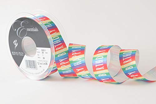Berisfords Schleifenband zum Geburtstag, gestreift, 25 mm, mehrfarbig Berisfords Schleifenband zum Geburtstag, gestreift, 25 mm, mehrfarbig von Berisfords