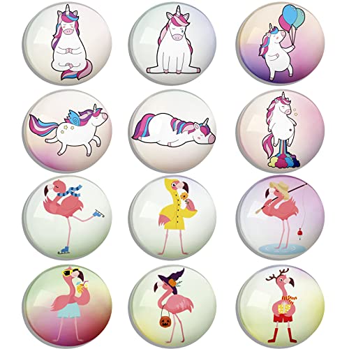 Berkin Arts 12er Set Kühlschrankmagnete Runden Dekorative Glascabochons Glasmagnete Magnet Magic Unicorn und Flamingo Doodle Trendige rosafarbene Bunte Illustration für Kindermädchen für Schließfach Berkin Arts 12er Set Kühlschrankmagnete Runden Dekorative Glascabochons Glasmagnete Magnet Magic Unicorn und Flamingo Doodle Trendige rosafarbene Bunte Illustration für Kindermädchen für Schließfach von Berkin Arts