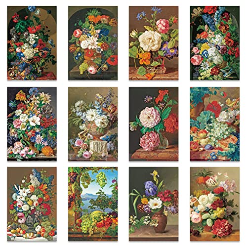 Berkin Arts Alle Gelegenheiten Süße Blume Floral Arte Grußkarten Blanko 12er-Pack mit Umschläge 10 x 15 cm Klappkarten, Valentinstag Hochzeitstag Glückwunsch Jubileu für Kinder Mädchen Jungen von Berkin Arts