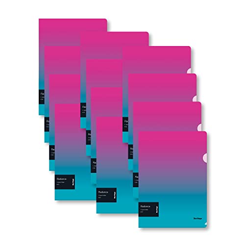 Berlingo Aktenhülle, 12 Stück, A4 Format, 20 Blatt, 200 Mikron, hochwertiges PP-Kunstoff, für das Büro, das Home Office oder die Schule und Uni (blau/rosa) von Berlingo