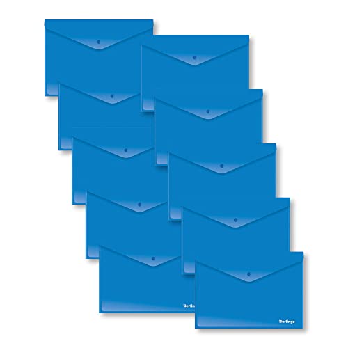 Berlingo Dokumententasche, A4 Format, PP, 100 Blatt, 180 Mikron, Druckknopf Verschluss (horizontal, blau glänzend) von Berlingo