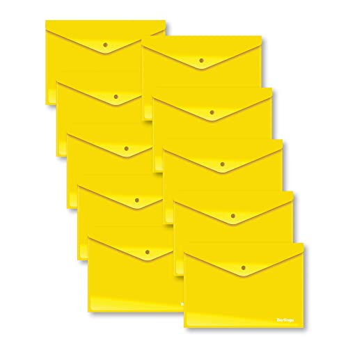 Berlingo Dokumententasche, A4 Format, PP, 100 Blatt, 180 Mikron, Druckknopf Verschluss (horizontal, gelb glänzend) von Berlingo