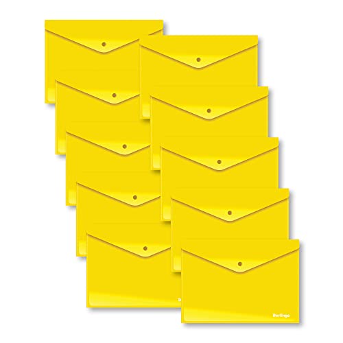 Berlingo Dokumententasche, A4 Format, PP, 100 Blatt, 180 Mikron, Druckknopf Verschluss (horizontal, gelb glänzend) Berlingo Dokumententasche, A4 Format, PP, 100 Blatt, 180 Mikron, Druckknopf Verschluss (horizontal, gelb glänzend) von Berlingo