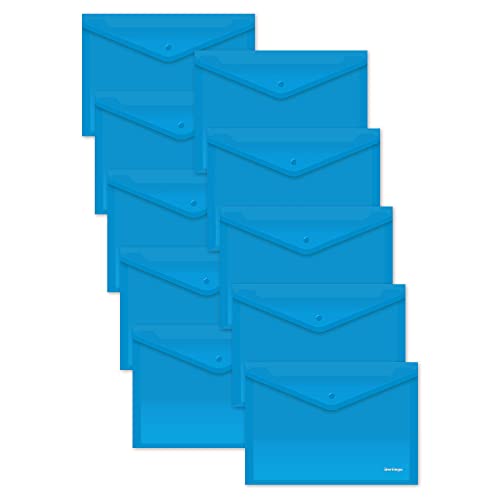 Berlingo Dokumententasche, A4 Format, PP, 100 Blatt, 180 Mikron, Druckknopf Verschluss (horizontal, blau) von Berlingo