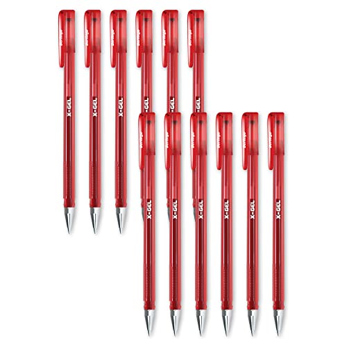 Berlingo Gelstifte Set, Kugelschreiber, 12 Stück, mit Kappe, 0,5 mm Strichbreite, für das Büro, das Home Office oder die Schule und Uni, Serie X-Gel (Rot) von Berlingo