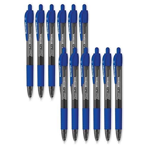 Berlingo Kugelschreiber Set, 12 Stück, Automatisch, 0,7 mm Strichbreite, für das Büro, das Home Office oder die Schule und Uni (Classic Pro, Blau) von Berlingo