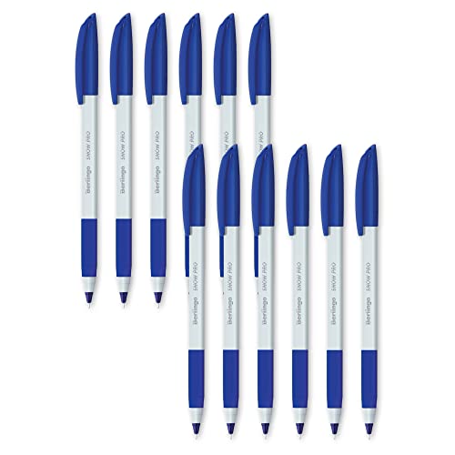 Berlingo Kugelschreiber Set, 12 Stück, Automatisch, Blau, 0,7 mm Strichbreite, für das Büro, das Home Office oder die Schule und Uni, Serie Triangle Snow Pro von Berlingo