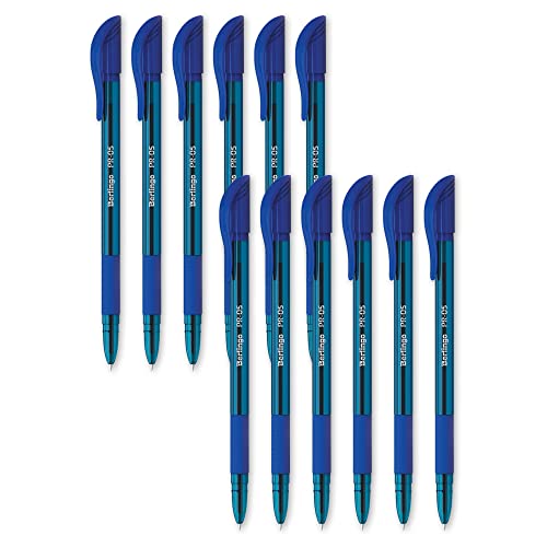 Berlingo Kugelschreiber Set, 12 Stück, mit Kappe, Blau, 0,5 mm Strichbreite, für das Büro, das Home Office oder die Schule und Uni, Serie PR-05 von Berlingo