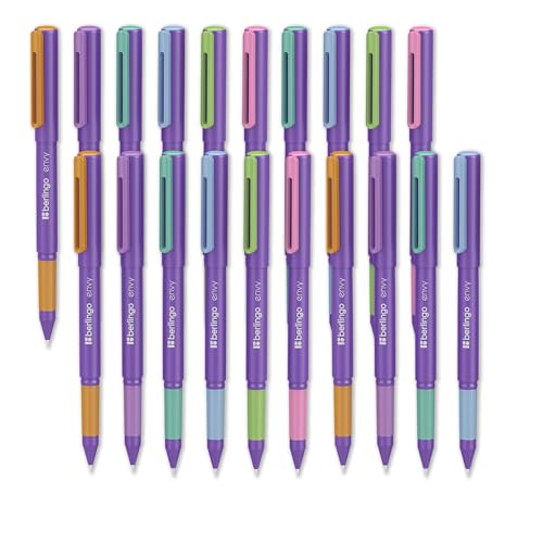 Berlingo Kugelschreiber Set, 20 Stück, mit Kappe, Mehrfarben, 0,5 mm Strichbreite, für das Büro, das Home Office oder die Schule und Uni, Serie Envy von Berlingo
