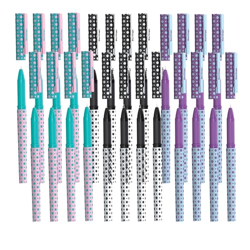Berlingo Kugelschreiber Set, 24 Stück, mit Kappe, Mehrfarben, 0,5 mm Strichbreite, für das Büro, das Home Office oder die Schule und Uni, Serie Dots von Berlingo