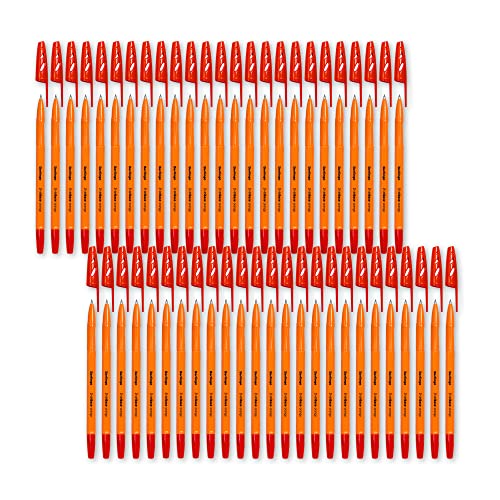 Berlingo Kugelschreiber Set, 50 Stück, mit Kappe, 0,7 mm Strichbreite, für das Büro, das Home Office oder die Schule und Uni, Serie Tribase Orange (Rot) von Berlingo