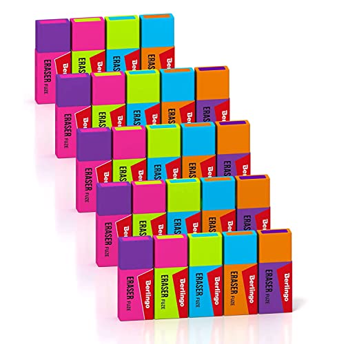 Berlingo Radiergummi Set, 24 Stück, rechteckig, Eco-PVC, 50x20x11 mm, für das Büro, das Home Office oder die Schule und Uni, Serie Fuze Berlingo Radiergummi Set, 24 Stück, rechteckig, Eco-PVC, 50x20x11 mm, für das Büro, das Home Office oder die Schule und Uni, Serie Fuze von Berlingo