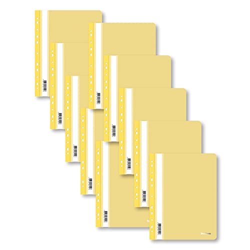 Berlingo Schnellhefter Set, 10 Stück, A4 Format, 100 Blatt, 180 Mikron, PP-Kunststoff, für das Büro, das Home Office oder die Schule und Uni (Gelb mit Lochung) von Berlingo