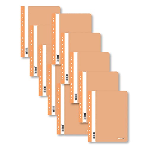 Berlingo Schnellhefter Set, 10 Stück, A4 Format, 100 Blatt, 180 Mikron, PP-Kunststoff, für das Büro, das Home Office oder die Schule und Uni (Orange mit Lochung) von Berlingo