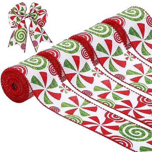 Weihnachtliches Süßigkeitenband mit Drahtrand, 6,3 cm breit, Weihnachts-Süßigkeitenband, Juteband für Bastelarbeiten, Kranz, Weihnachtsbaumdekoration, Geschenkverpackung, Party (Süßigkeitenmuster, 22 Weihnachtliches Süßigkeitenband mit Drahtrand, 6,3 cm breit, Weihnachts-Süßigkeitenband, Juteband für Bastelarbeiten, Kranz, Weihnachtsbaumdekoration, Geschenkverpackung, Party (Süßigkeitenmuster, 22 von Berlune