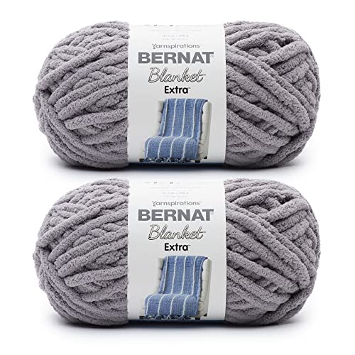 Bernat Blanket Extra Vapor Gray Garn – 2 Packungen mit 300 g – Polyester – 7 Jumbo – 90 Meter – Stricken, Häkeln, Basteln und Amigurumi, grobes Chenille-Garn von Bernat