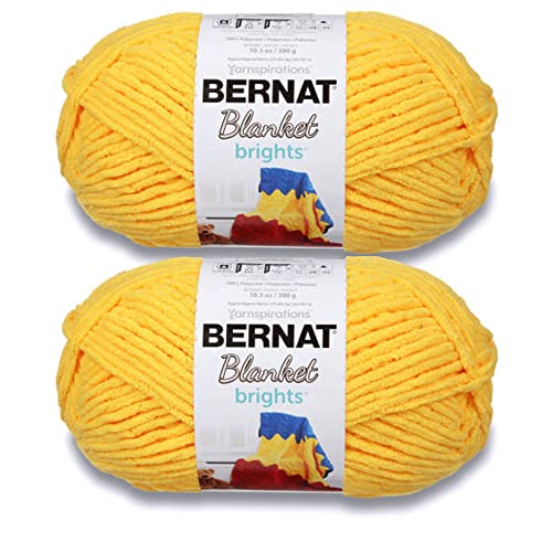 Bernat Blanket Brights Schulbus Gelbes Garn – 2 Packungen mit 300 g – Polyester – 6 super sperrig – 220 Meter – Stricken/Häkeln von Bernat