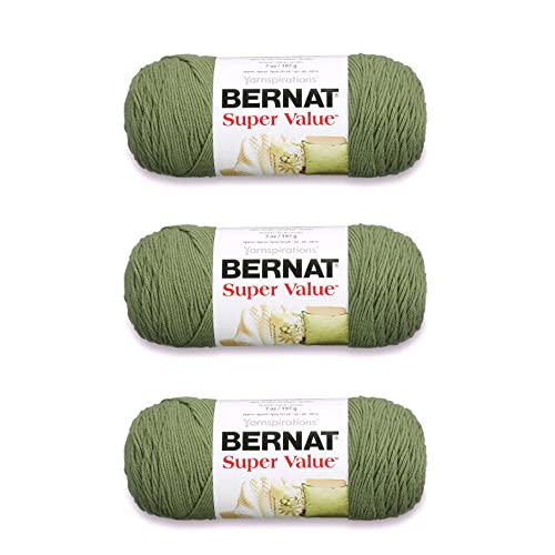 Bernat 16405353243P03 Hochwertiges Produkt Garn, Acryl, waldgrün, 3 Pack, 3 Count von Bernat