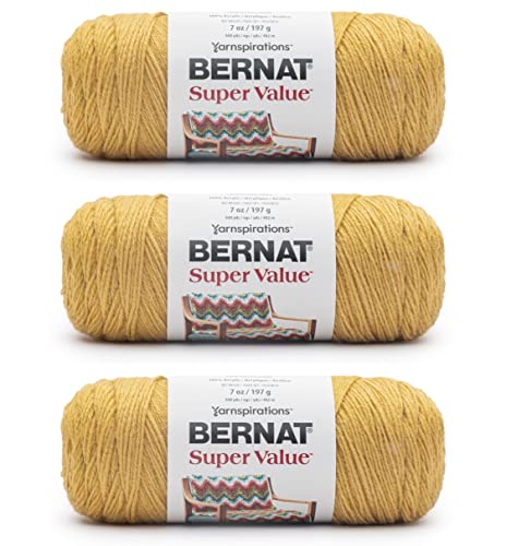 Bernat 16405353808P03 Hochwertiges Produkt Garn, Curry, 198g/7oz, 3 Count von Bernat