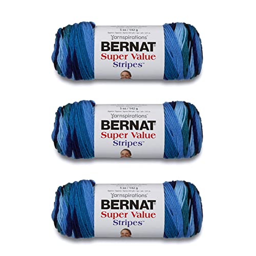 Bernat 16417373002P03 Hochwertiges Produkt Garn, Acryl, Oceana Stripes, 3 Pack, 3 Count von Bernat