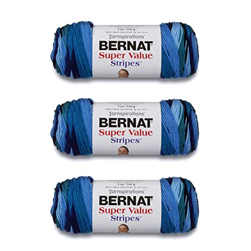 Bernat Super Value Garn, 3er-Pack, Oceana Stripes, 3 Stück Bernat Super Value Garn, 3er-Pack, Oceana Stripes, 3 Stück von Bernat