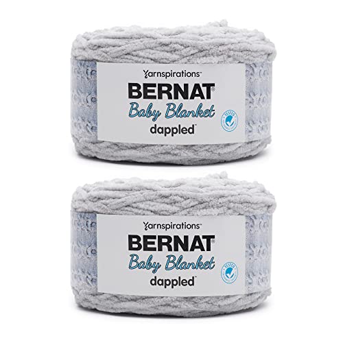 Bernat Baby Blanket Dappled Garn, 2er-Pack à 300 g, Polyester, Stärke 6 Super Bulky, 201 m, zum Stricken/Häkeln, Grau (Skipping Stone) von Bernat