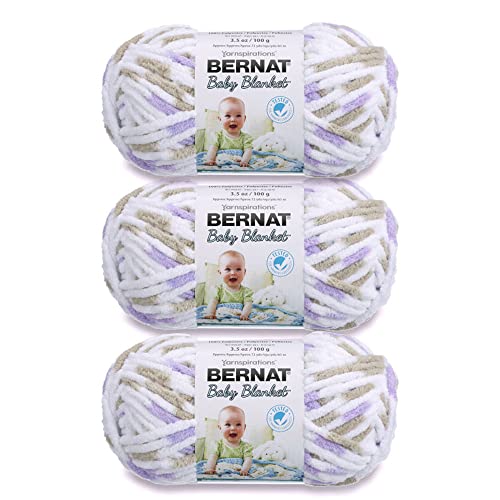 Bernat Baby Blanket Little Lilac Dove Print Garn – 3 Packungen mit 100 g – Polyester – 6 super sperrig – 72 Meter – Stricken/Häkeln von Bernat