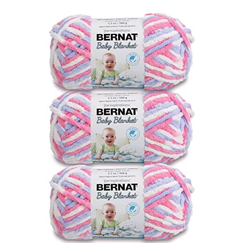 Bernat Babydecke, Rosa/Blau, Ombré-Garn, 3 Stück, 100 g, Polyester, 6 super sperrig, 72 Meter – Stricken, Häkeln, Basteln und Amigurumi, grobes Chenille-Garn von Bernat