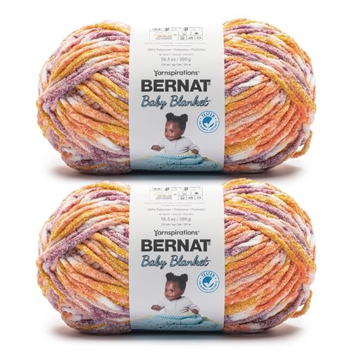 Bernat Babydecke, Sonnenuntergangs-Garn, 1 Packung mit 300 g, 100% Polyester, 6 Super Bulky, 201 m, zum Stricken, Häkeln und Amigurumi Bernat Babydecke, Sonnenuntergangs-Garn, 1 Packung mit 300 g, 100% Polyester, 6 Super Bulky, 201 m, zum Stricken, Häkeln und Amigurumi von Bernat