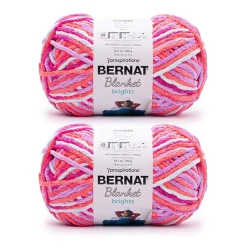 Bernat Blanket Brights 300 g Neon Sherbet Garn – 2 Packungen mit 300 g – Polyester – 6 Super Bulky – Stricken/Häkeln Bernat Blanket Brights 300 g Neon Sherbet Garn – 2 Packungen mit 300 g – Polyester – 6 Super Bulky – Stricken/Häkeln von Bernat