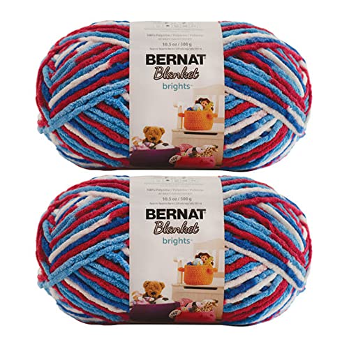 Bernat Blanket Brights Red White & Boom Garn – 2 Packungen mit 300 g – Polyester – 6 Super Bulky – 220 Meter – Stricken/Häkeln von Bernat