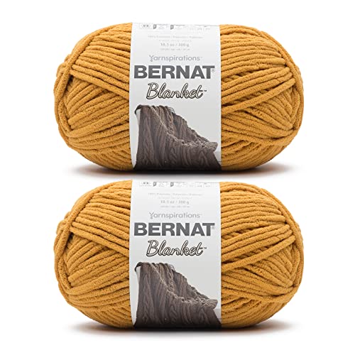 Bernat Blanket Burnt Mustard Garn – 2 Packungen mit 300 g – Polyester – 6 super sperrig – 220 Meter – Stricken/Häkeln von Bernat