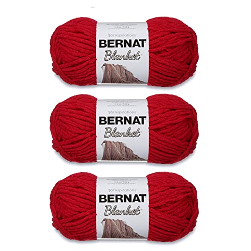 Bernat Blanket Cranberry Garn – 3 Stück 150 g – Polyester – 6 super sperrig – 90 m – Stricken, Häkeln, Basteln und Amigurumi, grobes Chenille-Garn von Bernat