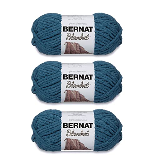 Bernat Blanket Dark Teal Garn – 3 Packungen mit 150 g – Polyester – 6 Super Bulky – 108 Yards – Stricken/Häkeln von Bernat