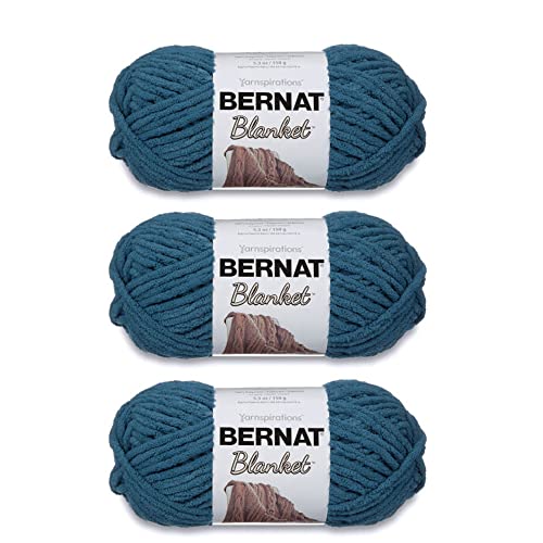Bernat Blanket Dark Teal Garn – 3 Packungen mit 150 g – Polyester – 6 Super Bulky – 108 Yards – Stricken/Häkeln Bernat Blanket Dark Teal Garn – 3 Packungen mit 150 g – Polyester – 6 Super Bulky – 108 Yards – Stricken/Häkeln von Bernat
