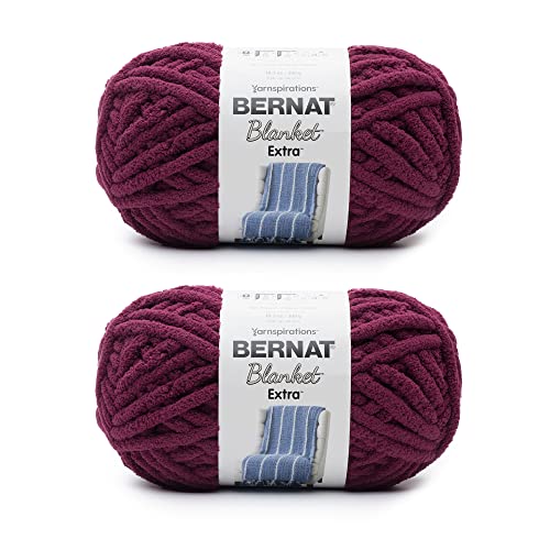 Bernat Blanket Extra Burgundy Plum Garn – 2 Packungen mit 300 g – Polyester – 7 Jumbo – 97 Meter – Stricken/Häkeln von Bernat