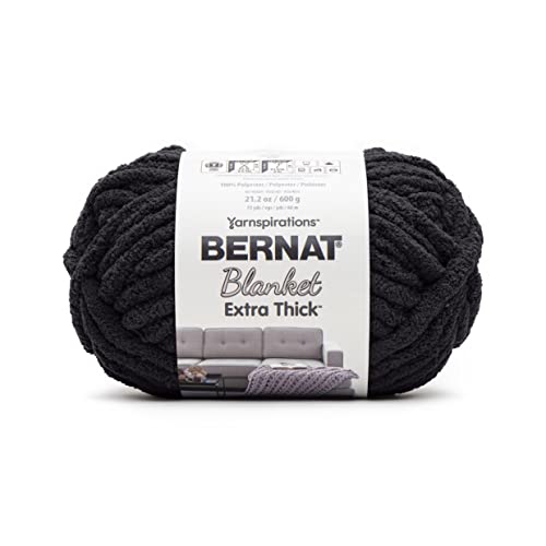 Bernat Blanket Extra Thick Coal Yarn - 1 Pack of 600g/21oz - Polyester - 7 Jumbo - Stricken, Häkeln, Basteln & Amigurumi, grobes Chenille-Garn von Bernat