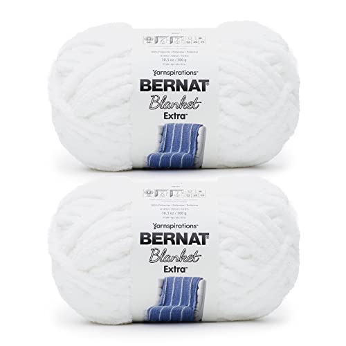 Bernat Blanket Extra White Garn – 2 Packungen mit 300 g – Polyester – 7 Jumbo – Stricken/Häkeln von Bernat