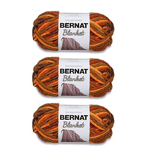 Bernat Blanket Fall Leaves Garn – 3 Stück 150 g – Polyester – 6 super sperrig – 90 m – Stricken, Häkeln, Basteln und Amigurumi, grobes Chenille-Garn von Bernat