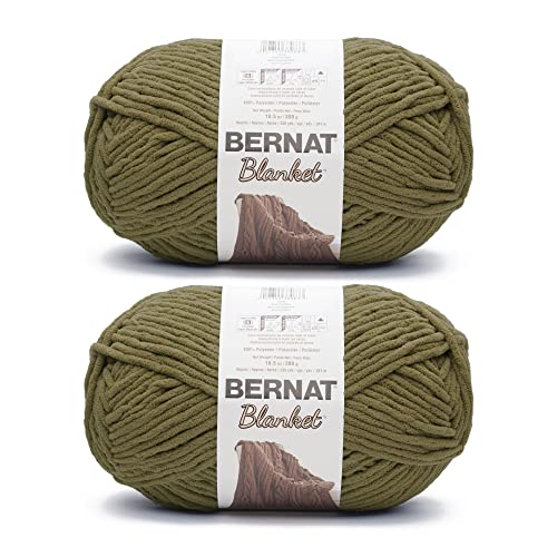 Bernat Blanket Olive Garn – 2 Packungen mit 300 g – Polyester – 6 Super Bulky – 220 Meter – Stricken/Häkeln von Bernat