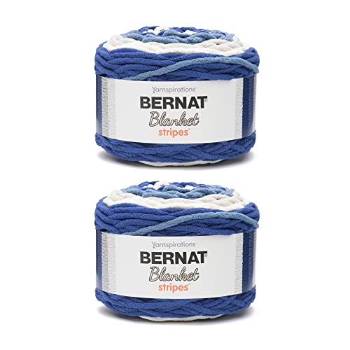 Bernat Blanket Stripes Cape Cod Garn – 2 Packungen mit 300 g – Polyester – 6 super sperrig – 220 Meter – Stricken/Häkeln Bernat Blanket Stripes Cape Cod Garn – 2 Packungen mit 300 g – Polyester – 6 super sperrig – 220 Meter – Stricken/Häkeln von Bernat