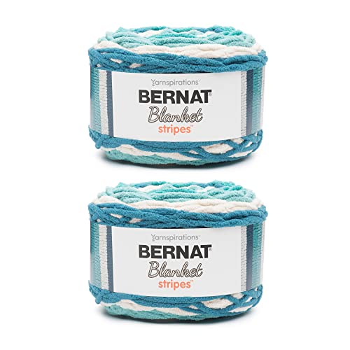 Bernat Blanket Stripes Teal Garn – 2 Packungen mit 300 g – Polyester – 6 super sperrig – 220 Meter – Stricken/Häkeln Bernat Blanket Stripes Teal Garn – 2 Packungen mit 300 g – Polyester – 6 super sperrig – 220 Meter – Stricken/Häkeln von Bernat