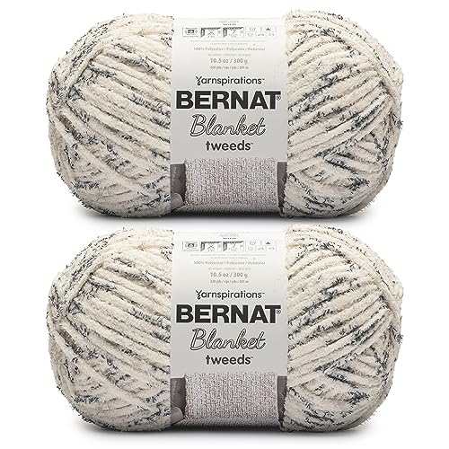 Bernat Blanket Tweeds Elfenbeinfarbenes Tweed-Garn – 2 Packungen mit 300 g – Polyester – #6 Super Bulky – 220 Meter – Stricken, Häkeln, Basteln und Amigurumi, grobes Chenille-Garn Bernat Blanket Tweeds Elfenbeinfarbenes Tweed-Garn – 2 Packungen mit 300 g – Polyester – #6 Super Bulky – 220 Meter – Stricken, Häkeln, Basteln und Amigurumi, grobes Chenille-Garn von Bernat