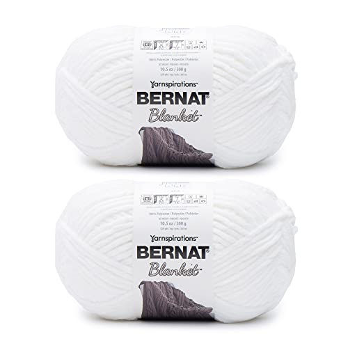 Bernat Blanket White Garn – 2 Packungen mit 300 g – Polyester – 6 Super Bulky – 220 Meter – Stricken/Häkeln von Bernat
