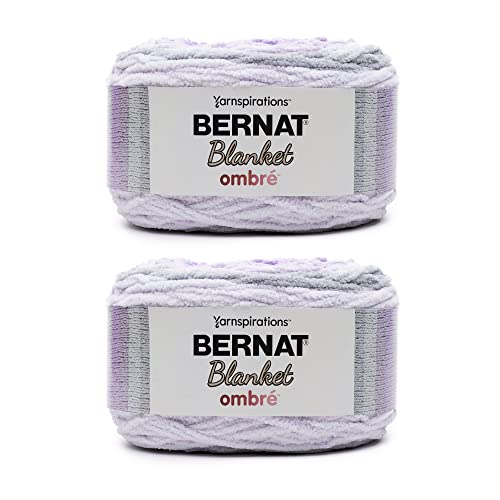 Bernat Blanket Ombre Cool Purple Ombre Garn – 2 Packungen mit 300 g – Polyester – 6 super sperrig – 220 Meter – Stricken, Häkeln und Basteln, grobes Chenille-Garn von Bernat